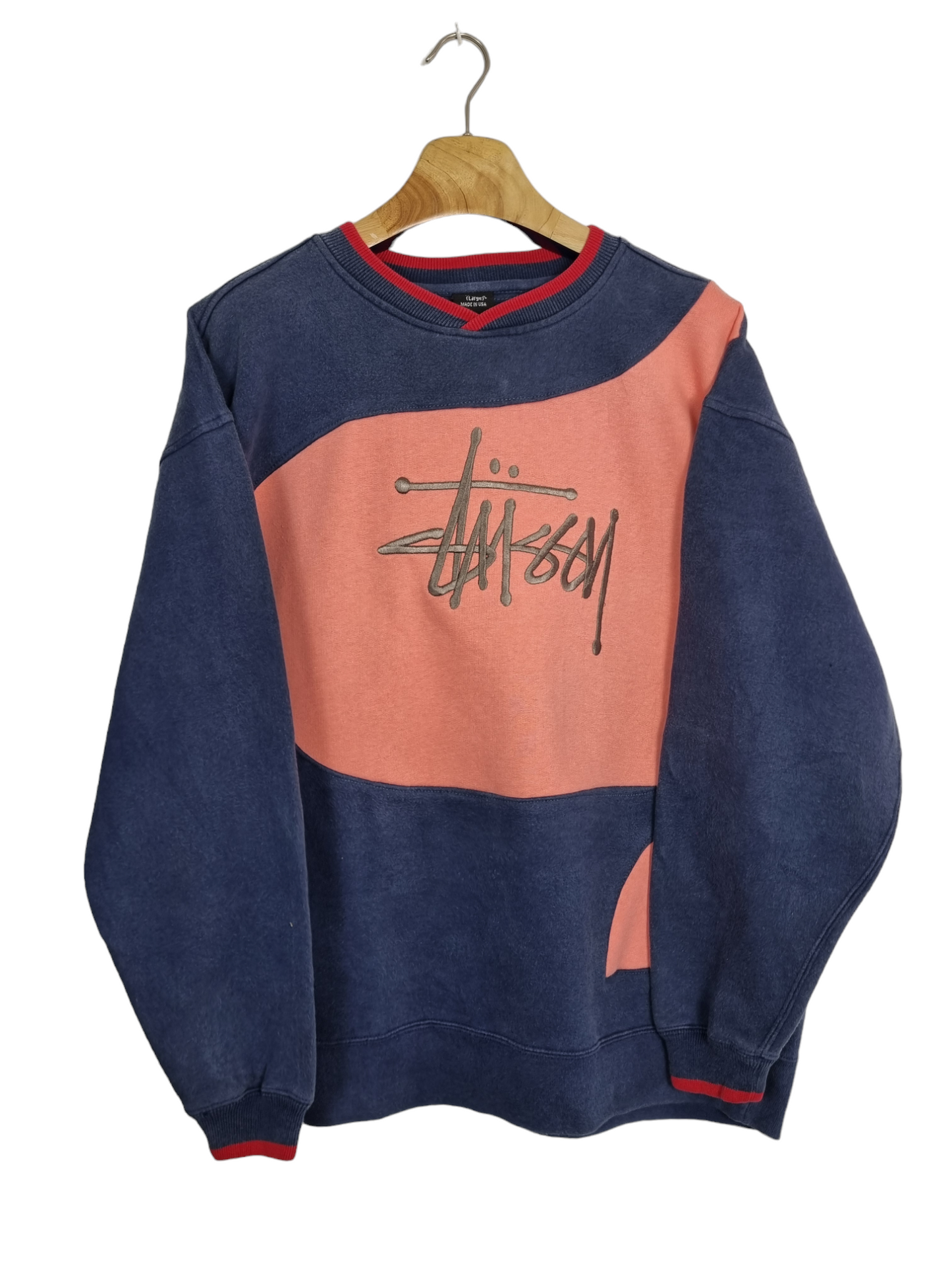 Stüssy embroidered text sweater maat L